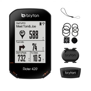 Bryton Rider 420t Gps Cycle Computer Bundle With CadenceandHeart Rate Sensor
