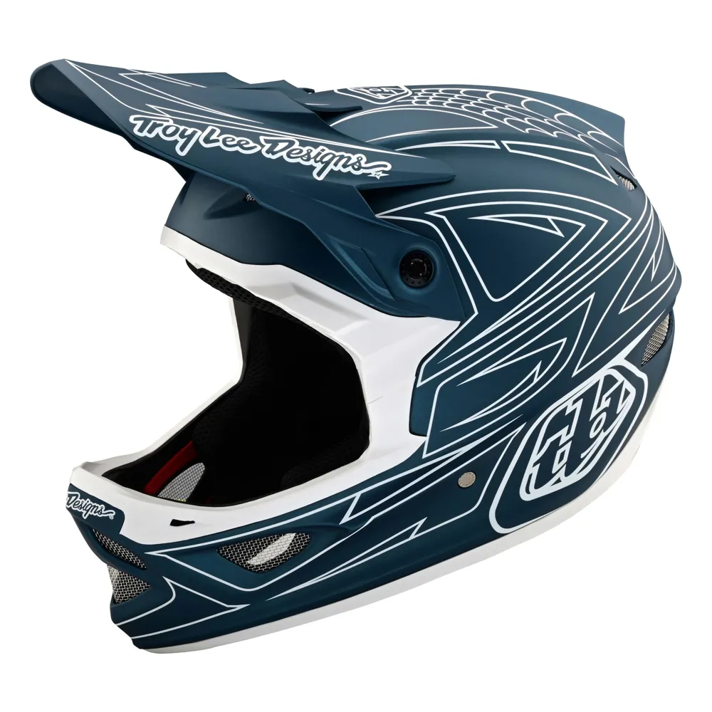 Troy Lee Designs D3 Fiberlite Full Face Mtb Helmet Spiderstripe Blue