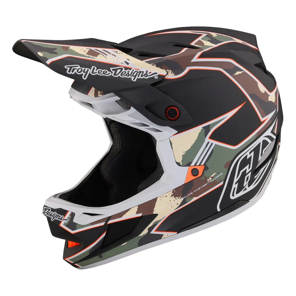 Troy Lee Designs D4 Composite Full Face Mips Mtb Helmet Matrix Camo Army Green