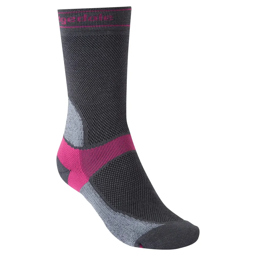 Bridgedale Summer Weight T2 Coolmax Womens Sport Mtb Socks Dark Grey/pink