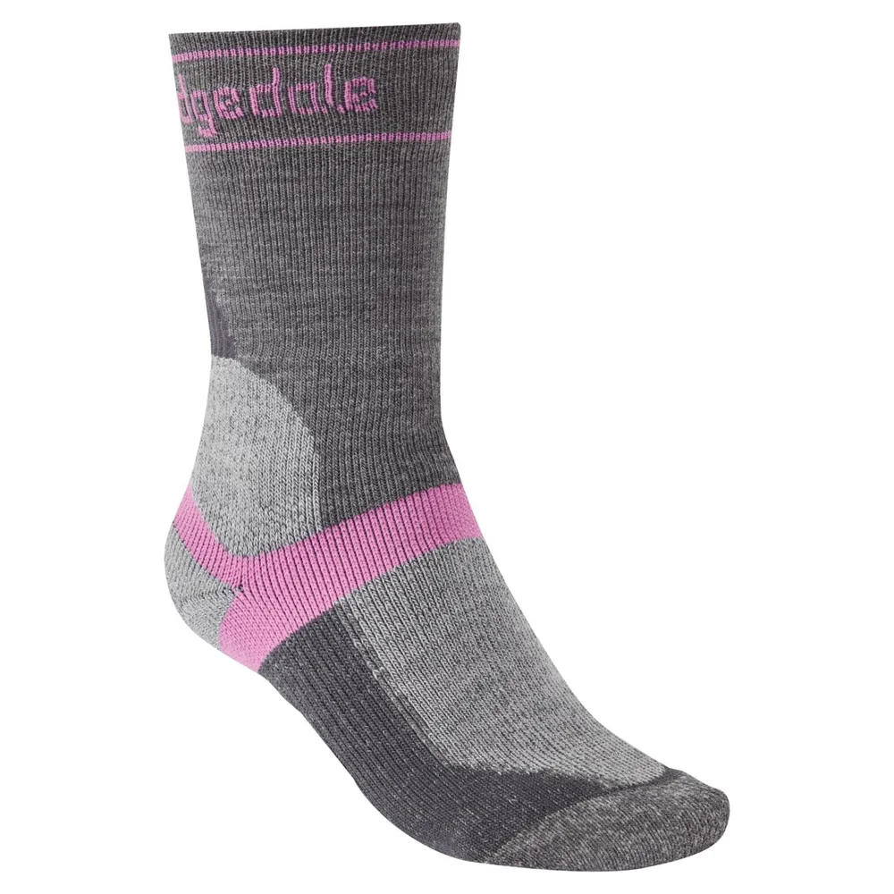 Bridgedale Winter Weight T2 Merino Womens Sport Mtb Socks Grey/pink