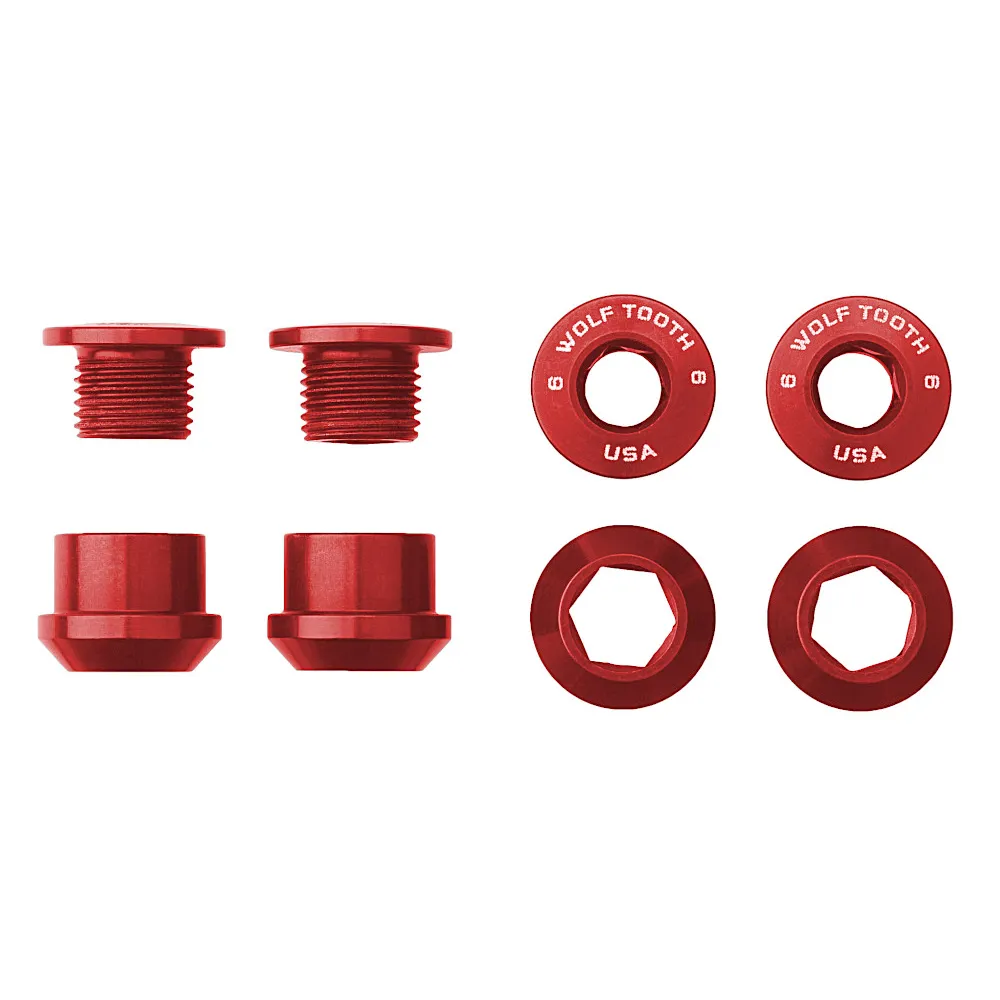 Wolf Tooth Chainring Bolts For 1x Set Of 4 Red