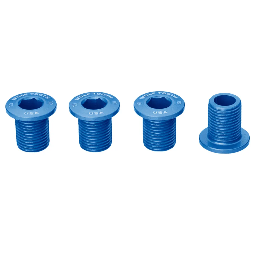 Wolf Tooth Chainring Bolts X4 For M8 Threaded Chainring 10mm Blue