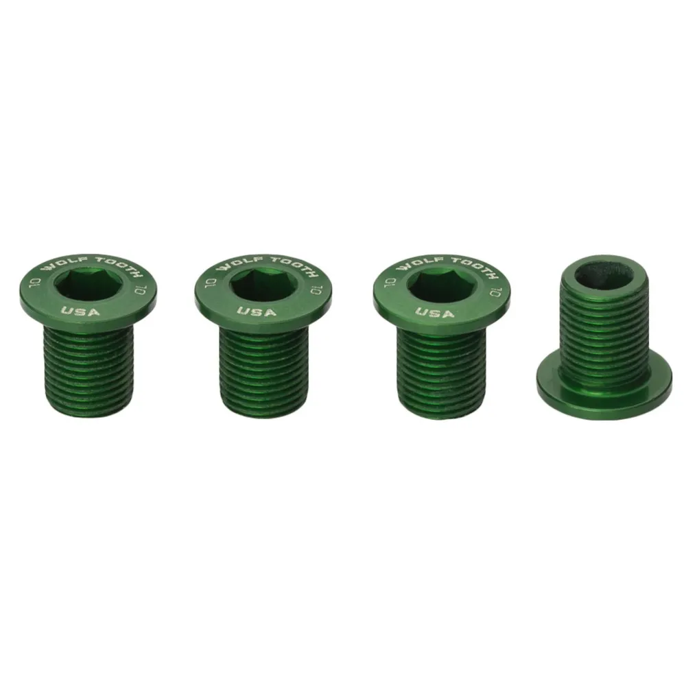 Wolf Tooth Chainring Bolts X4 For M8 Threaded Chainring 10mm Green