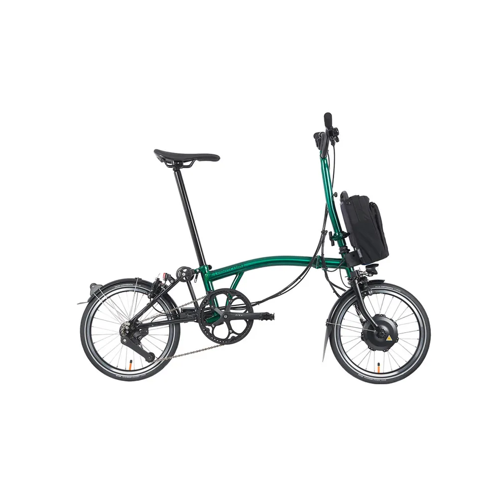 Brompton Electric P-line Urban High Bar Folding Bike 2023 Emerald Lacquer