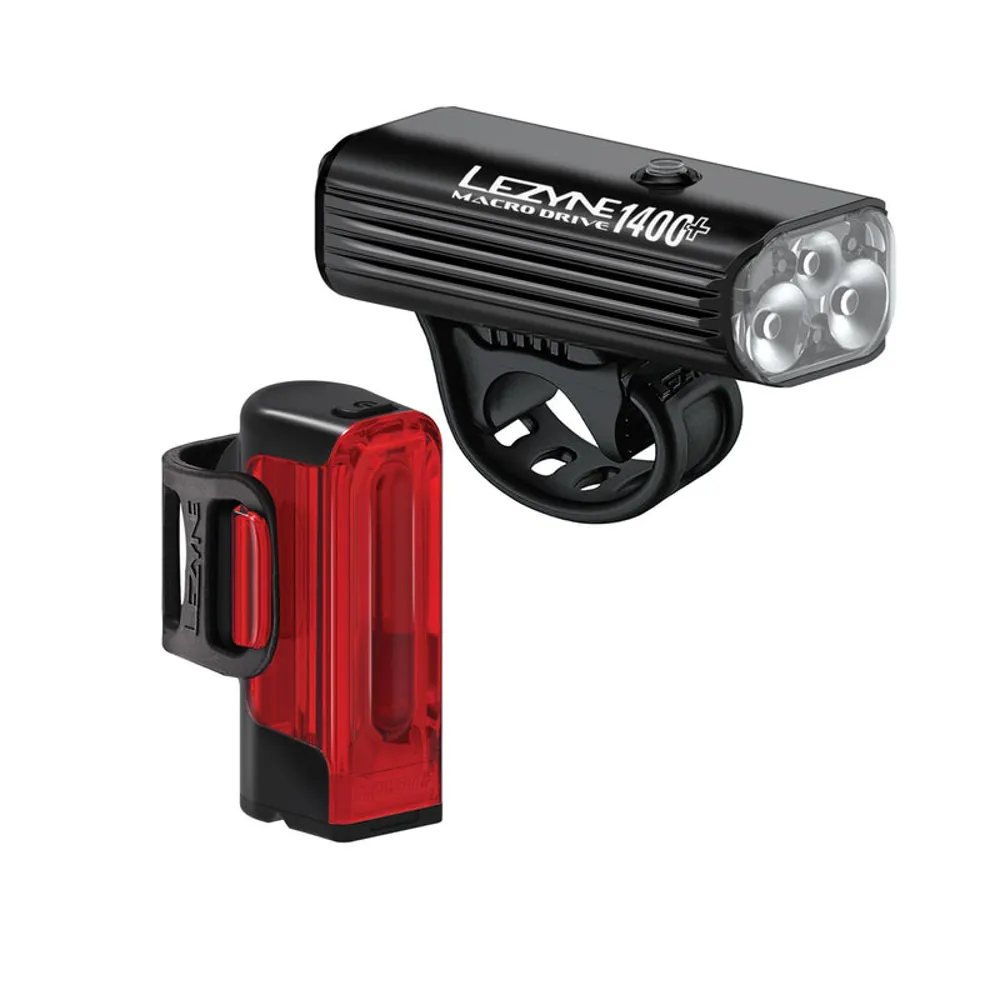 Lezyne Macro Drive 1400+/strip Drive Pro 400+ Light Set Black