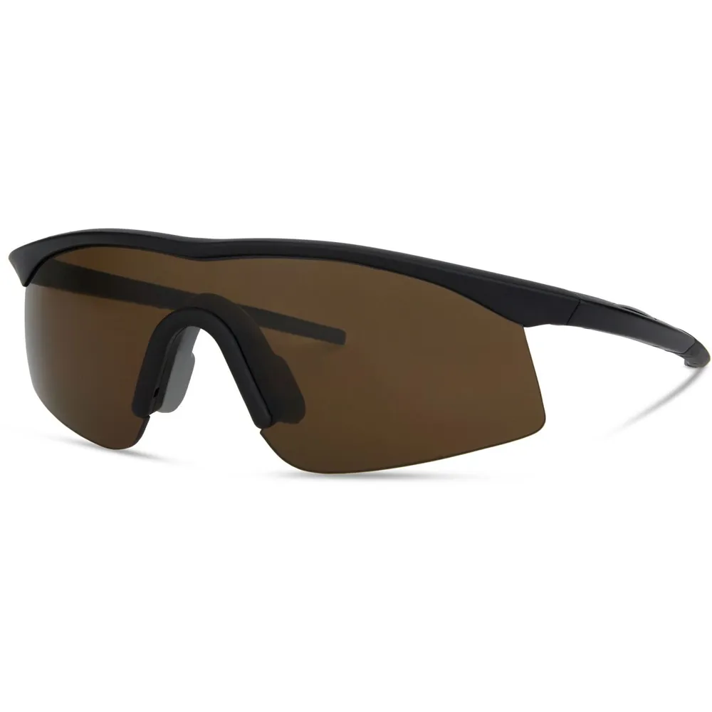 Madison D Arcs Compact Sunglasses 3 Lens Pack Matte Black Frame/dark Amber And Clear Lens