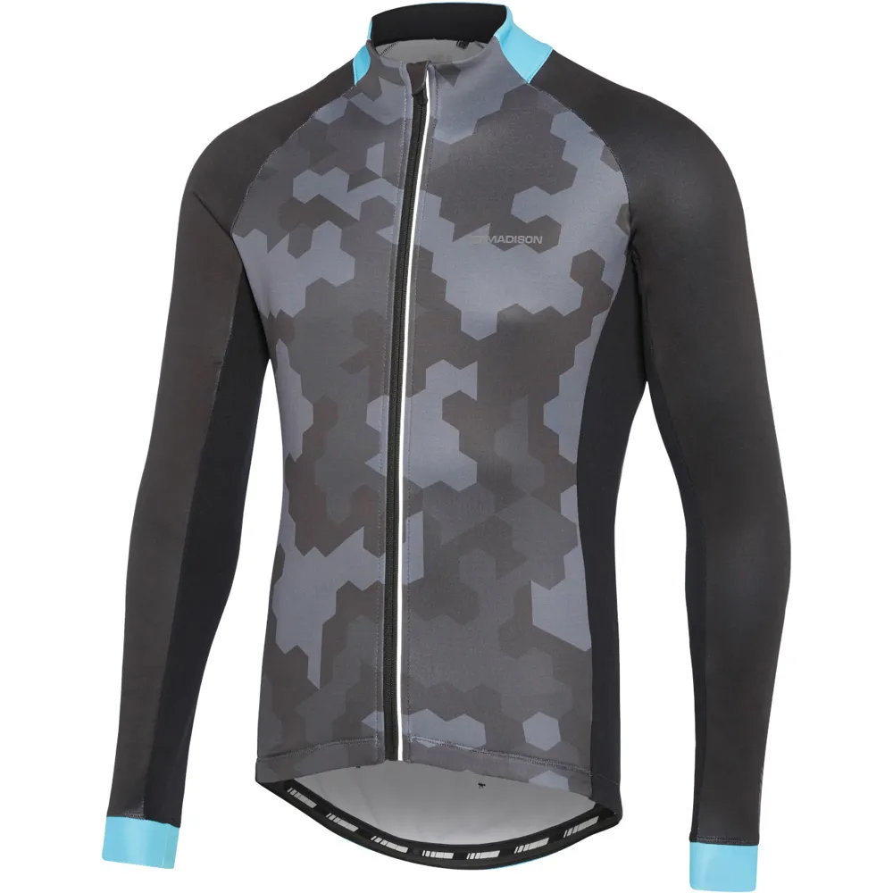 Madison Sportive Thermal Roubaix Hex Camo Ls Jersey Black/blue