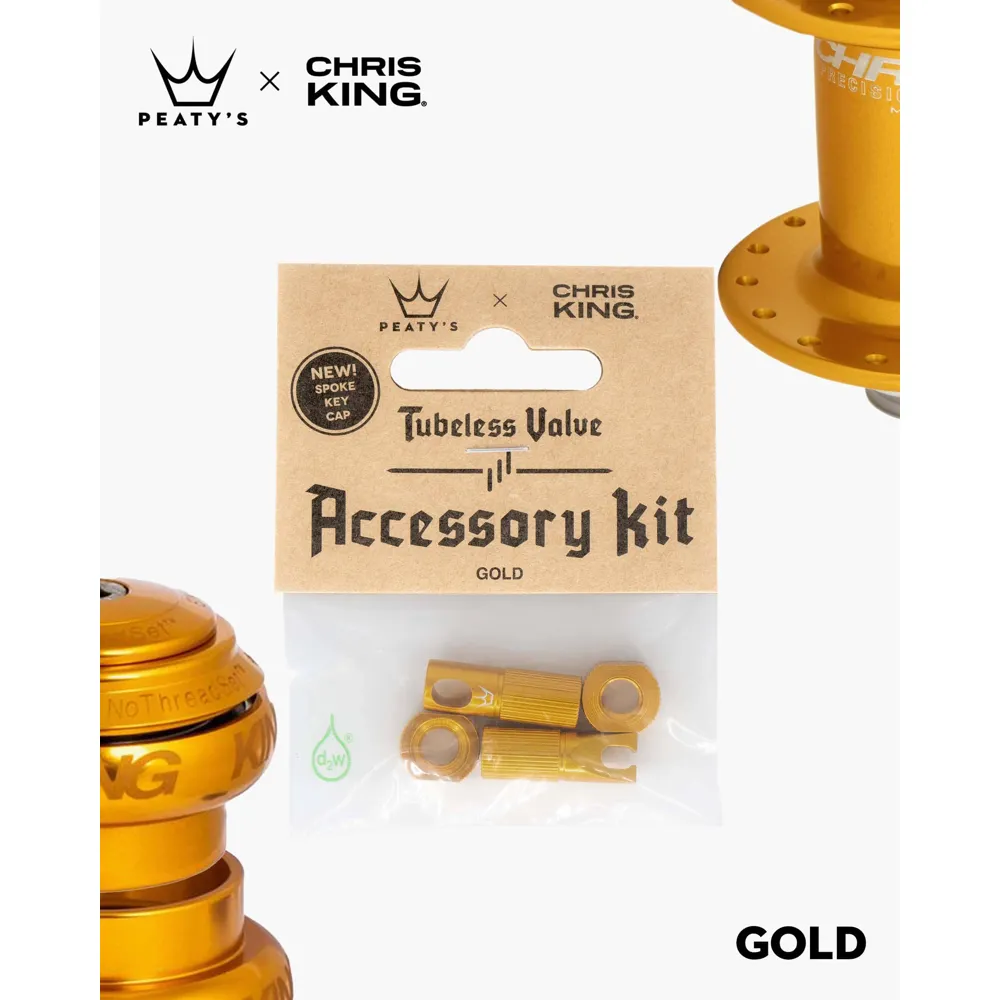 Peatys X Chris King Tubeless Valve Accessory Kit Gold
