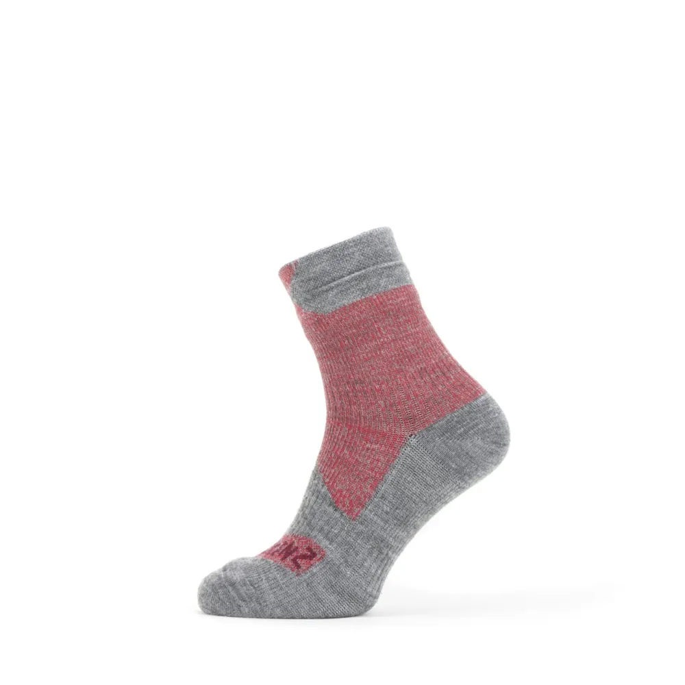 Sealskinz Bircham Waterproof All Weather Ankle Length Sock Red/grey Marl