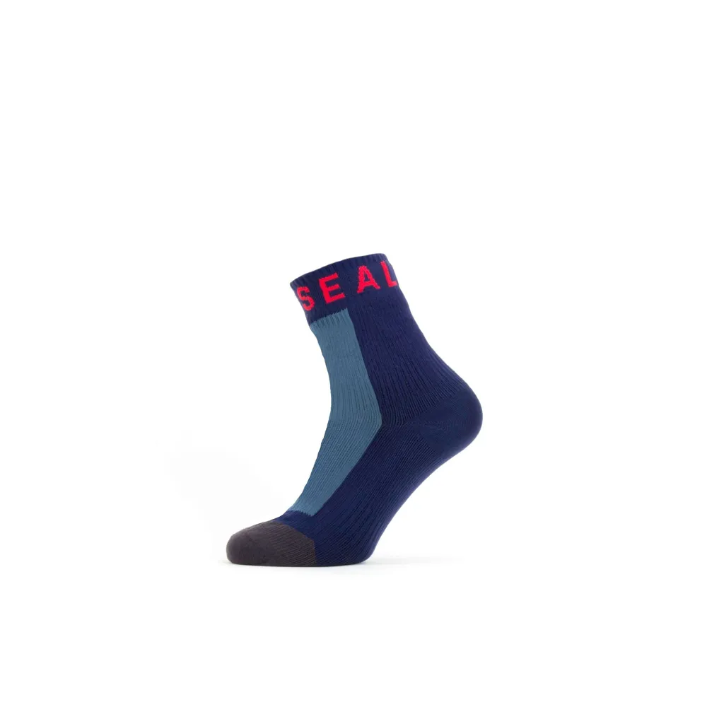 Sealskinz Mautby Waterproof Warm Weather Ankle Length Sock With Hydrostop Navy Blue/grey/red