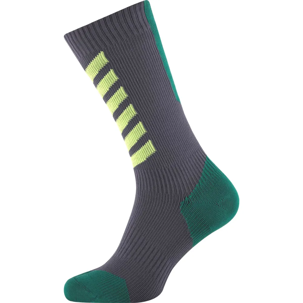 Sealskinz Mtb Mid Socks With Hydrostop Anthracite/leaf/lime