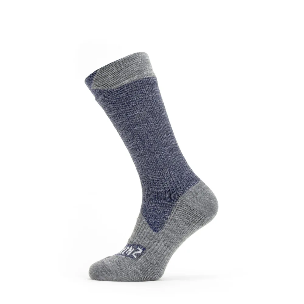 Sealskinz Raynham Waterproof All Weather Mid Length Sock Navy Blue/grey Marl