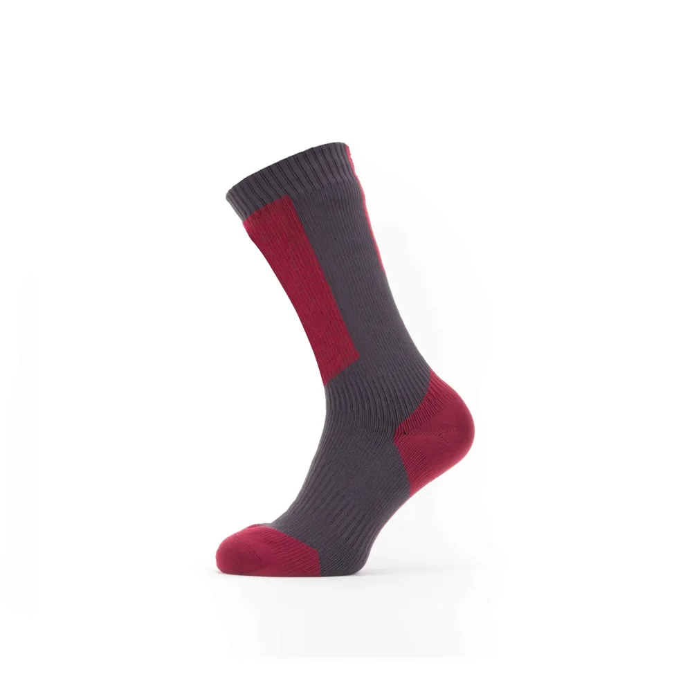 Sealskinz Runton Waterproof Cold Weather Mid Length Sock With Hydrostop Grey/red/white