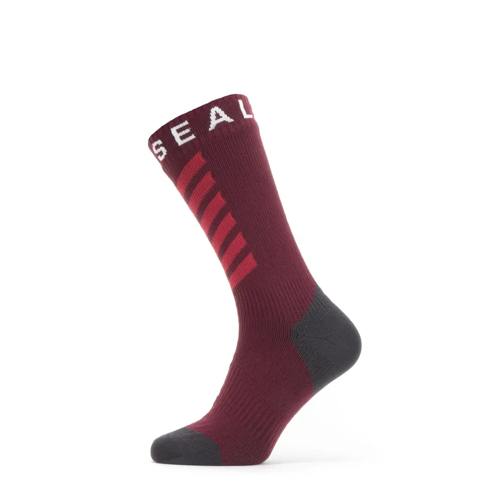 Sealskinz Warm Weather Mid Length Sock With Hydrostop Red/grey