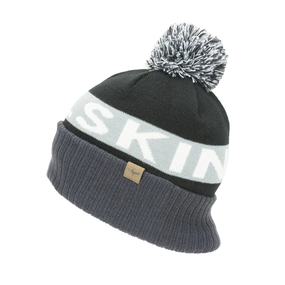 Sealskinz Water Repellent Cold Weather Bobble Hat Black/grey/white