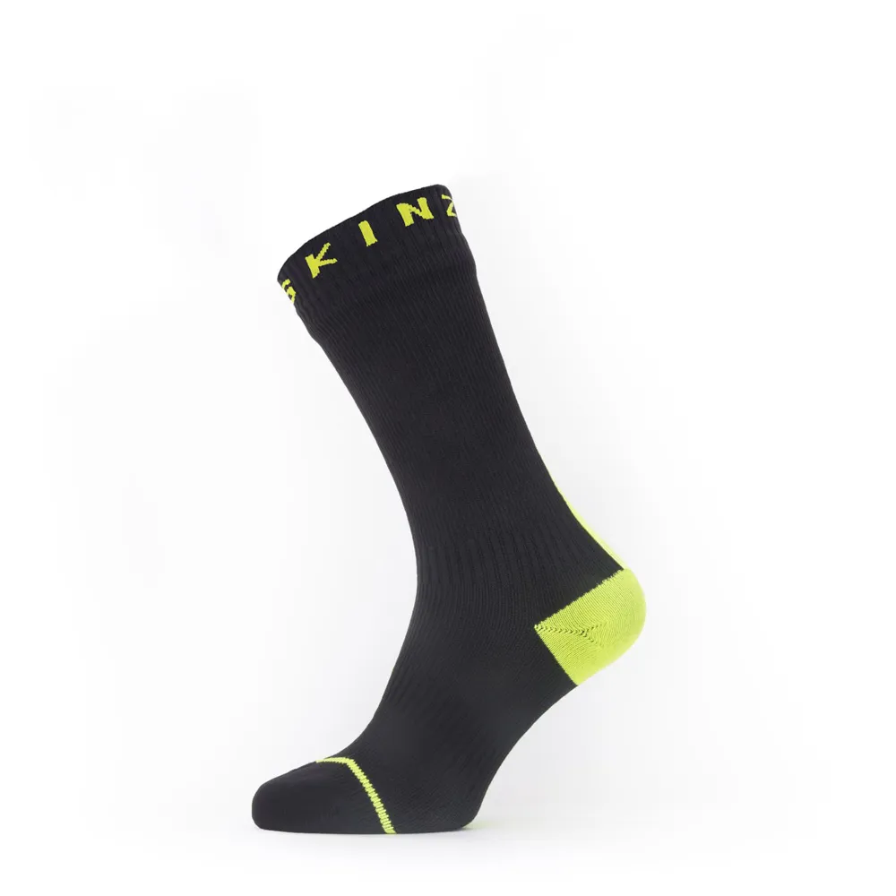 Sealskinz Waterproof All Weather Mid Length Sock With Hydrostop Black/yellow