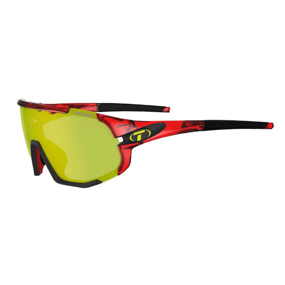 Tifosi Sledge Interchangeable Clarion Lens Sunglasses 2020: Yellow Red/clarion Size
