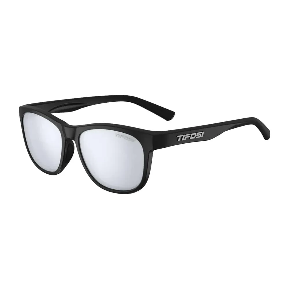 Tifosi Swank Single Lens Sunglasses Satin Black/smoke Bright Blue Lens