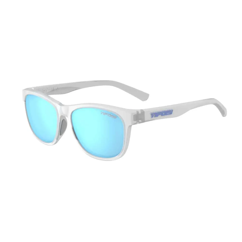 Tifosi Swank Single Lens Sunglasses Satin Clear/clarion Blue Polarized